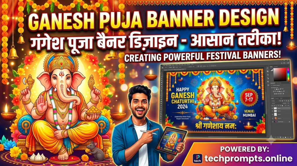 ganesh puja banner design prompt