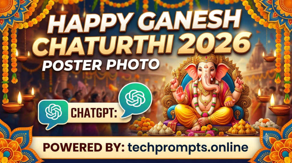 Happy Ganesh Chaturthi 2026 Poster Photo ChatGPT: 7 Unique AI Prompts for Beautiful Festive Images